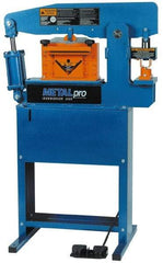 Metalpro - 3-3/4" Throat Depth, 45 Ton Punch Pressure, Ironworker - 1-1/2 hp, 1 Phase, 110 Volts, 37" Wide x 55-1/4" High x 24" Deep - Makers Industrial Supply