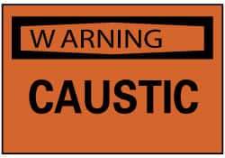 NMC - Accident Prevention Label, Header: WARNING - Legend: Warning - Caustic, English, Black & Orange, 5" Long x 3" High, Sign Muscle Finish - Makers Industrial Supply