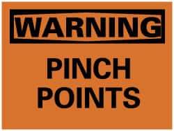 NMC - "Warning - Pinch Points", 7" Long x 10" Wide, Pressure-Sensitive Vinyl Safety Sign - Rectangle, 0.004" Thick, Use for Accident Prevention - Makers Industrial Supply