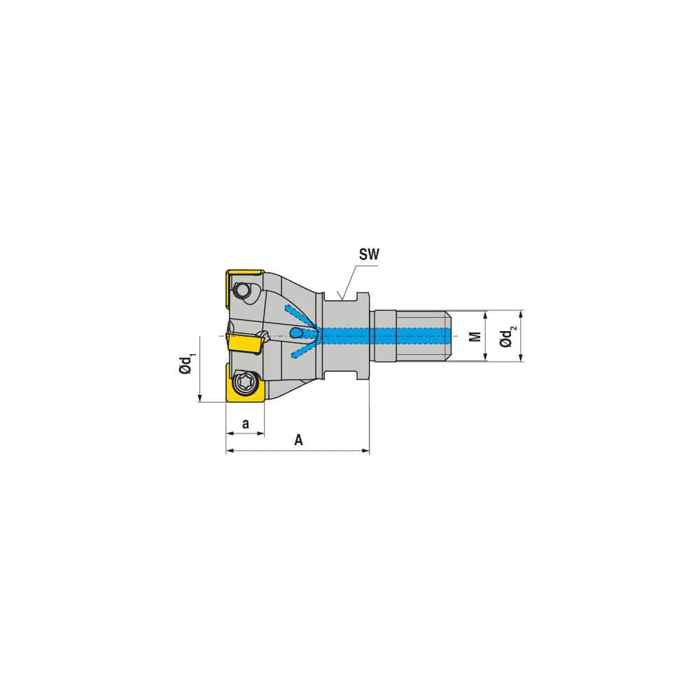 Indexable Square-Shoulder End Mill:  G490.32.R.03-12,  16.0000'' Shank Dia,  16.00 mm Modular Connection,  Modular Shank Uses  3,  Normal Pressure,  35.00 mm OAL