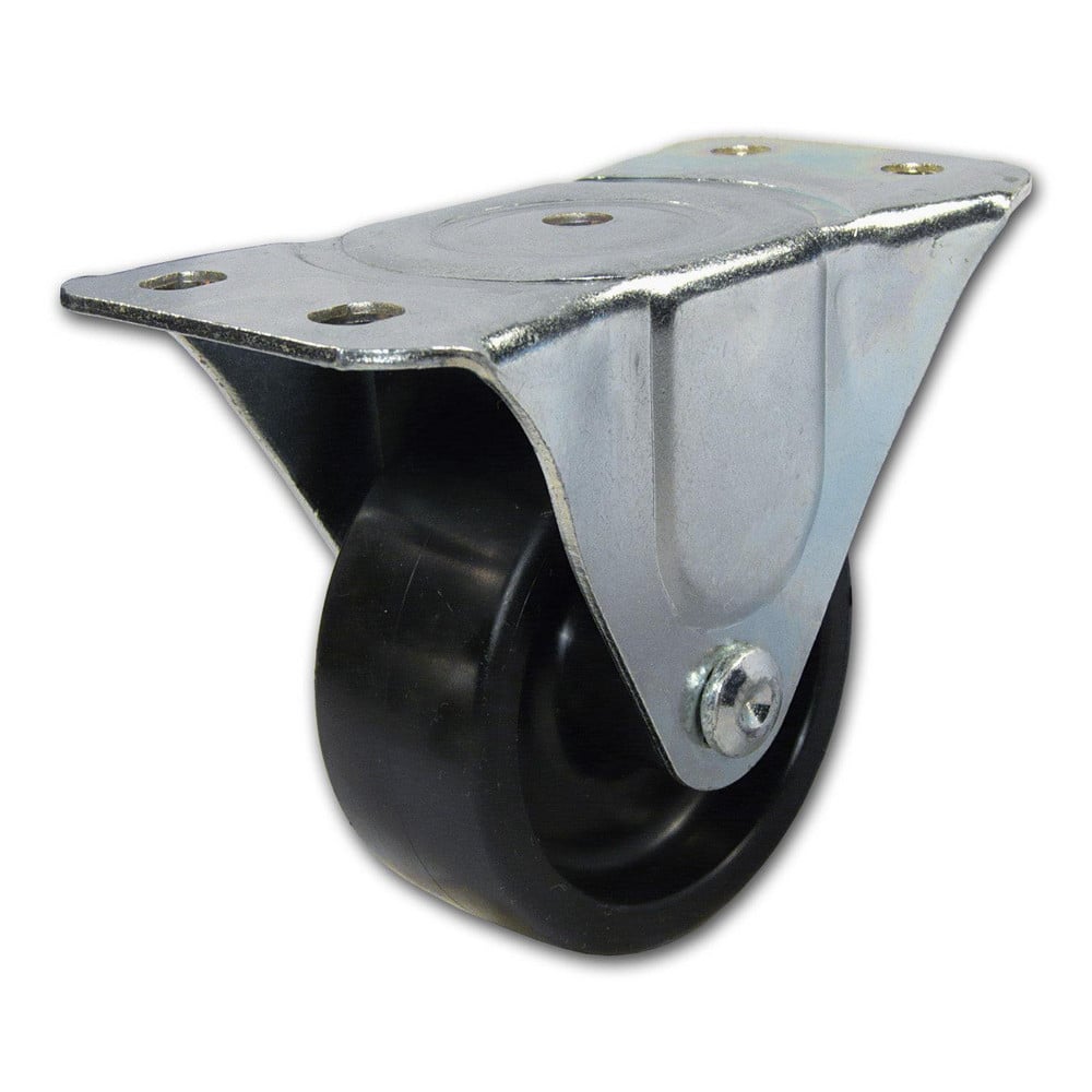 Rigid Top Plate Caster: Polypropylene, 4″ Wheel Dia, 1-1/4″ Wheel Width, 247 lb Capacity, 5″ OAH 2.375″ Plate Length, 3.63″ Plate Width, No Brake