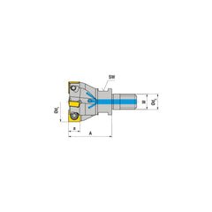 Indexable Square-Shoulder End Mill:  G490.40.R.04-12,  16.0000'' Shank Dia,  16.00 mm Modular Connection,  Modular Shank Uses  4,  Normal Pressure,  40.00 mm OAL