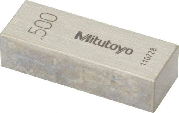 Mitutoyo - 0.5" Rectangular Steel Gage Block - Accuracy Grade AS-1, Includes Certificate of Inspection - Makers Industrial Supply