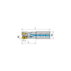 Indexable Square-Shoulder End Mill:  CHSC.25.R.04-11-B-40,  25.0000'' Shank Dia,  Weldon Flat Shank Uses  4,  Normal Pressure,  98.00 mm OAL