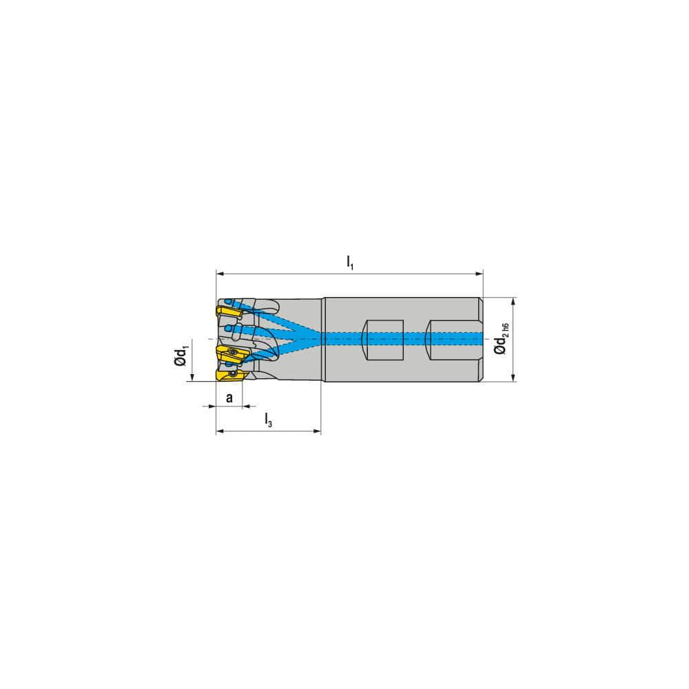 Indexable Square-Shoulder End Mill:  C211.40.R.04-15-B32-50,  32.0000'' Shank Dia,  Weldon Flat Shank Uses  4,  Normal Pressure,  110.00 mm OAL