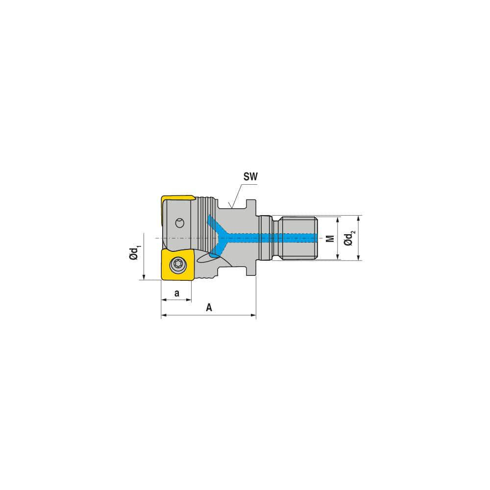 Indexable Square-Shoulder End Mill:  G491.25.R.03-09,  12.0000'' Shank Dia,  12.00 mm Modular Connection,  Modular Shank Uses  3,  Normal Pressure,  57.00 mm OAL