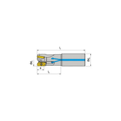 Indexable Square-Shoulder End Mill:  CHSC.100.R.0311A200EF,  1.0000'' Cut Dia,  0.3930'' Max Depth of Cut,  1.0000'' Shank Dia,  Cylindrical Shank Uses  3,  Normal Pressure,