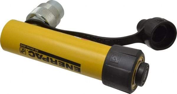 Enerpac - 5 Ton, 3" Stroke, 2.98 Cu In Oil Capacity, Portable Hydraulic Single Acting Cylinder - 0.99 Sq In Effective Area, 6.5" Lowered Ht., 9.5" Max Ht., 1.13" Cyl Bore Diam, 1" Plunger Rod Diam, 10,000 Max psi - Makers Industrial Supply