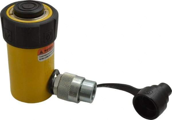 Enerpac - 10 Ton, 2.13" Stroke, 4.75 Cu In Oil Capacity, Portable Hydraulic Single Acting Cylinder - 2.24 Sq In Effective Area, 4.78" Lowered Ht., 6.91" Max Ht., 1.69" Cyl Bore Diam, 1.5" Plunger Rod Diam, 10,000 Max psi - Makers Industrial Supply