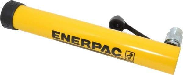 Enerpac - 10 Ton, 12" Stroke, 26.84 Cu In Oil Capacity, Portable Hydraulic Single Acting Cylinder - 2.24 Sq In Effective Area, 15.75" Lowered Ht., 27.75" Max Ht., 1.69" Cyl Bore Diam, 1.5" Plunger Rod Diam, 10,000 Max psi - Makers Industrial Supply