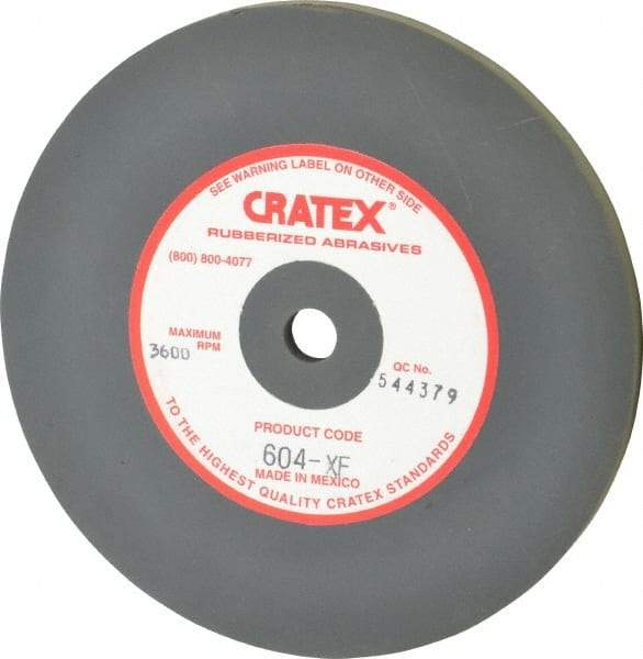 Cratex - 6" Diam x 1/2" Hole x 1/4" Thick, Surface Grinding Wheel - Silicon Carbide, Extra Fine Grade, 3,600 Max RPM, Rubber Bond, No Recess - Makers Industrial Supply