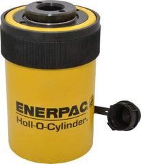 Enerpac - 20 Ton, 2" Stroke, 9.46 Cu In Oil Capacity, Portable Hydraulic Hollow Hole Cylinder - 4.73 Sq In Effective Area, 6.38" Lowered Ht., 8.38" Max Ht., 2.88" Cyl Bore Diam, 2.13" Plunger Rod Diam, 10,000 Max psi - Makers Industrial Supply