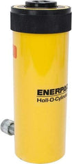 Enerpac - 30 Ton, 6.13" Stroke, 44.23 Cu In Oil Capacity, Portable Hydraulic Hollow Hole Cylinder - 7.22 Sq In Effective Area, 13" Lowered Ht., 19.13" Max Ht., 3.5" Cyl Bore Diam, 2.5" Plunger Rod Diam, 10,000 Max psi - Makers Industrial Supply