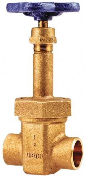 NIBCO - 2-1/2" Pipe, Class 150, Soldered Bronze Solid Wedge Rising Stem Gate Valve with Oxygen Service - 300 WOG, 150 WSP, Bolted Bonnet - Makers Industrial Supply