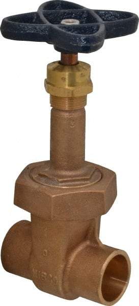 NIBCO - 1" Pipe, Class 150, Soldered Bronze Solid Wedge Rising Stem Gate Valve - 300 WOG, 150 WSP, Bolted Bonnet - Makers Industrial Supply