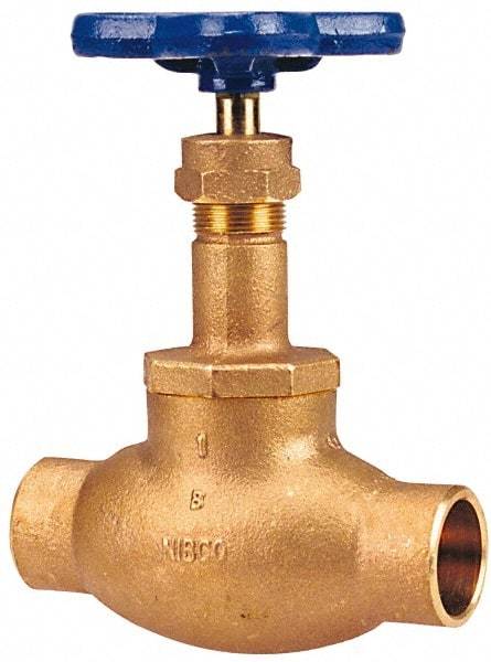 NIBCO - 1/4" Pipe, Soldered Ends, Bronze Integral Globe Valve - PTFE Disc, Screw-In Bonnet, 200 psi WOG, 125 psi WSP, Class 125 - Makers Industrial Supply