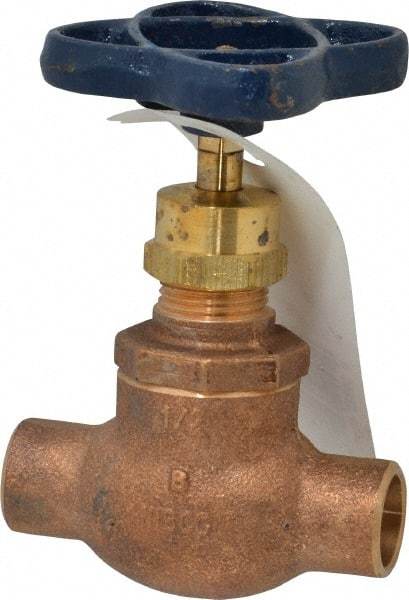 NIBCO - 1/2" Pipe, Soldered Ends, Bronze Integral Globe Valve - PTFE Disc, Screw-In Bonnet, 200 psi WOG, 125 psi WSP, Class 125 - Makers Industrial Supply