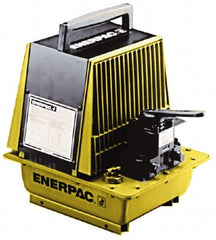 Enerpac - 10,000 psi Air-Hydraulic Pump & Jack - 1 Gal Oil Capacity, 3-Way, 2 Position Valve, Use with Single Acting Cylinders, Advance & Retract - Makers Industrial Supply