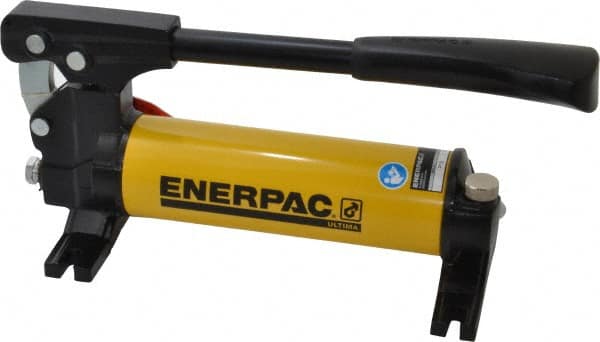 Enerpac - 1" Piston Stroke, 1/2" Piston Diam, 0.15 Cu In per Stroke, 22 Cu In Reservoir Capacity, Manual Hydraulic Pump - 2,850 psi, 34 Lbs. Max Handle Effort, 1 Stage - Makers Industrial Supply