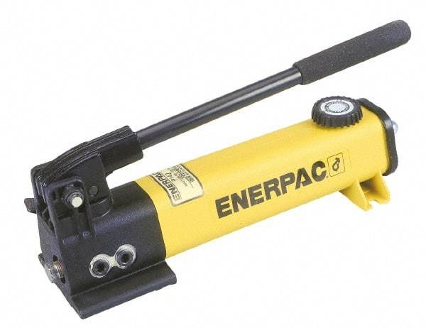 Enerpac - 1" Piston Stroke, 7/16" Diam, 0.151 Cu In per Stroke, 55 Cu In Reservoir Capacity, Manual Hydraulic Pump - 10,000 psi, 72 Lbs. Max Handle Effort - Makers Industrial Supply