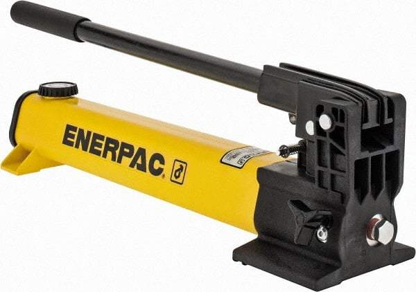 Enerpac - 1" Piston Stroke, 0.94" Diam, 0.687, 0.151" Cu In per Stroke, 55 Cu In Reservoir Capacity, Manual Hydraulic Pump - 10,000 psi, 93 Lbs. Max Handle Effort - Makers Industrial Supply