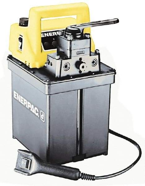 Enerpac - 10,000 psi Electric Hydraulic Pump & Jack - 0.5 Gal Oil Capacity, 4-Way, 3 Position Valve, Use with Double Acting Cylinders, Advance, Hold & Retract - Makers Industrial Supply