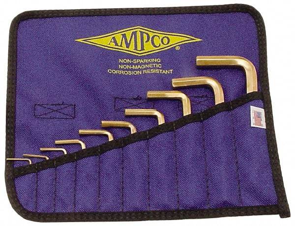 Ampco - 10 Piece L-Key Short Arm Hex Key Set - Hex Range 1.5 to 10mm, Beryllium Copper - Makers Industrial Supply