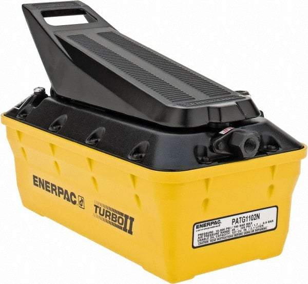 Enerpac - 10,000 psi Air-Hydraulic Pump & Jack - 127 Cu In Oil Capacity, Use with Single Acting Cylinders, Advance, Hold & Retract - Makers Industrial Supply