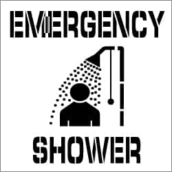 NMC - Emergency Shower Stencil - 0.06 Inch Thick, Polyethylene, English - Makers Industrial Supply