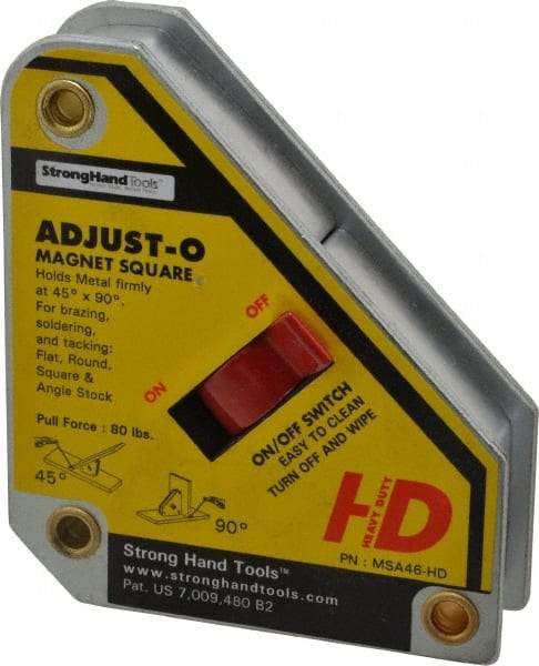 Strong Hand Tools - 3-3/4" Wide x 1-1/8" Deep x 4-3/8" High Magnetic Welding & Fabrication Square - 65 Lb Average Pull Force - Makers Industrial Supply