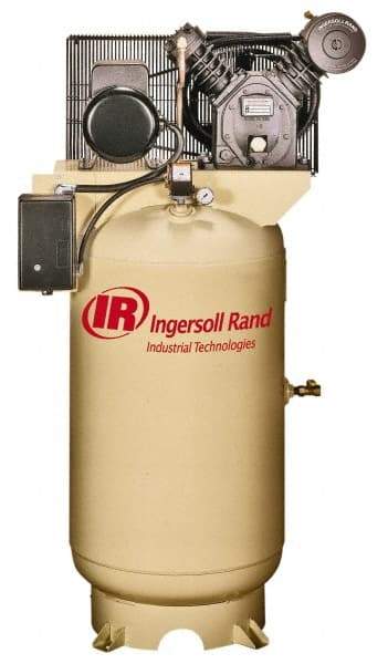 Ingersoll-Rand - 7.5 hp, 80 Gal Stationary Electric Vertical Air Compressor - Single Phase, 175 Max psi, 24 CFM, 230 Volt - Makers Industrial Supply