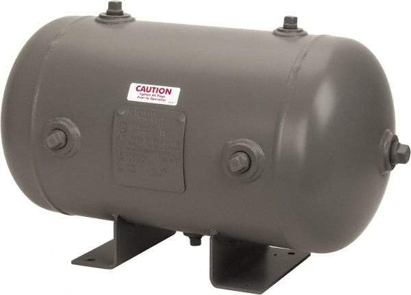 Made in USA - 9.8 Gallon, 200 Max psi Universal Horizontal Tank - 3/4" Inlet, 23" Tank Length x 12" Tank Diam - Makers Industrial Supply