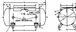 Made in USA - 120 Gallon, 200 Max psi Horizontal Tank with Plate - 2" Inlet, 69" Tank Length x 24" Tank Diam - Makers Industrial Supply