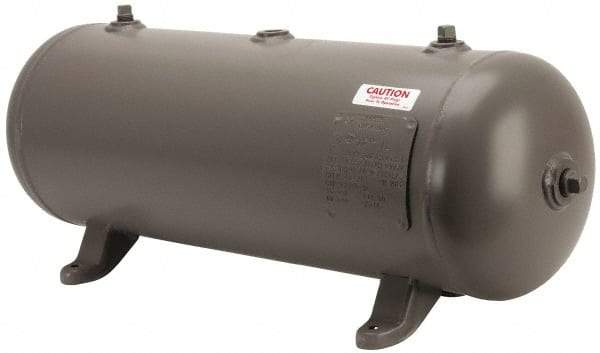 Made in USA - 10 Gallon, 200 Max psi Horizontal Tank - 30" Tank Length x 10" Tank Diam - Makers Industrial Supply