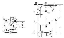 Made in USA - 60 Gallon, 200 Max psi Vertical Tank with Plate - 3/4" Inlet, 48" Tank Length x 20" Tank Diam - Makers Industrial Supply