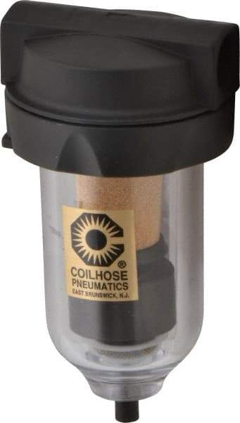 Coilhose Pneumatics - 3/8" Port, 5" High, FRL Filter with Polycarbonate Bowl & Automatic Drain - 150 Max psi, 120°F Max, 4 oz Bowl Capacity - Makers Industrial Supply