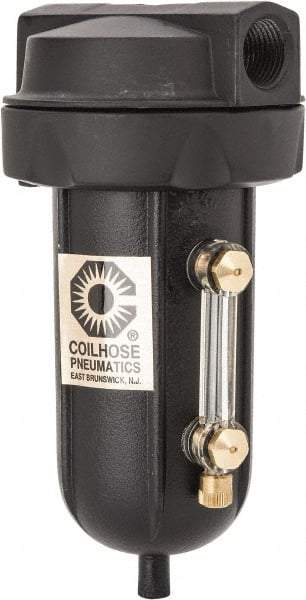 Coilhose Pneumatics - 3/8" Port, 5" High, FRL Filter with Aluminum Bowl & Automatic Drain - 250 Max psi, 250°F Max, 4 oz Bowl Capacity - Makers Industrial Supply