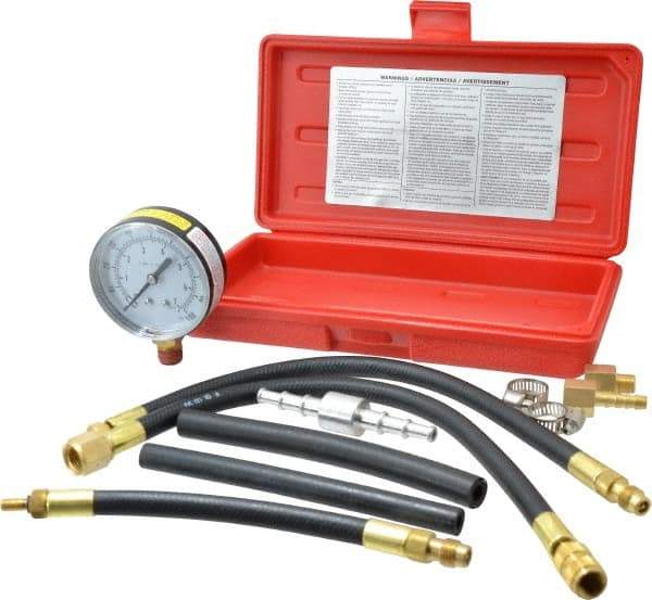 Value Collection - 12" Hose Length, 0 to 100 psi, Mechanical Automotive Fuel Injection Tester - 1 Lb Graduation, Steel - Makers Industrial Supply