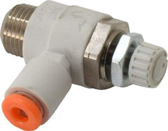 SMC PNEUMATICS - 1/8" Tube OD x 1/8" Male NPT Flow Control Elbow Valve - Meter Out - Makers Industrial Supply