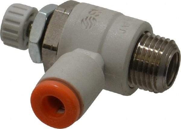 SMC PNEUMATICS - 5/32" Tube OD x 1/8" Male NPT Flow Control Elbow Valve - Meter Out - Makers Industrial Supply