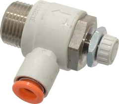 SMC PNEUMATICS - 1/4" Tube OD x 3/8" Male NPT Flow Control Elbow Valve - Meter Out - Makers Industrial Supply