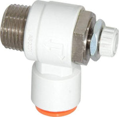 SMC PNEUMATICS - 3/8" Tube OD x 3/8" Male NPT Flow Control Elbow Valve - Meter Out - Makers Industrial Supply