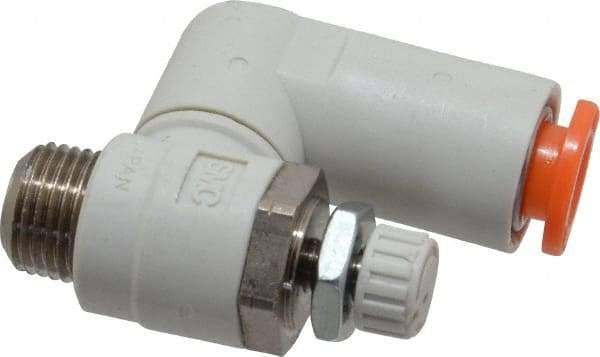 SMC PNEUMATICS - 1/4" Tube OD x 1/8" Male NPT Flow Control Offset Inline Valve - Meter Out - Makers Industrial Supply