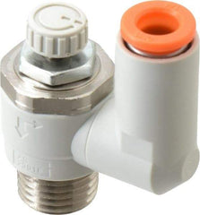 SMC PNEUMATICS - 1/4" Tube OD x 1/4" Male NPT Flow Control Offset Inline Valve - Meter Out - Makers Industrial Supply