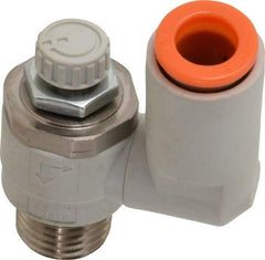 SMC PNEUMATICS - 5/16" Tube OD x 1/4" Male NPT Flow Control Offset Inline Valve - Meter Out - Makers Industrial Supply