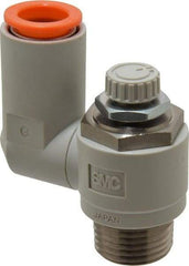 SMC PNEUMATICS - 1/2" Tube OD x 1/2" Male NPT Flow Control Offset Inline Valve - Meter Out - Makers Industrial Supply