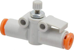 SMC PNEUMATICS - 5/32" Tube OD x M5 Body Flow & Speed Control Valve - Speed Control Inline Type with One Touch Fitting - Makers Industrial Supply