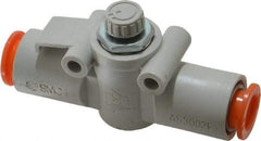 SMC PNEUMATICS - 3/8" Tube OD x 3/8 Body Flow & Speed Control Valve - Speed Control Inline Type with One Touch Fitting - Makers Industrial Supply