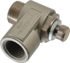 SMC PNEUMATICS - 3/8" Male NPT x 3/8" Female NPT Flow & Speed Control Valve - Elbow Type - Makers Industrial Supply