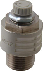 SMC PNEUMATICS - 1/2" Male NPT Metering Valve With Silencer - 24.5mm squared Orifice & 24 dB Noise Reduction Rate - Makers Industrial Supply